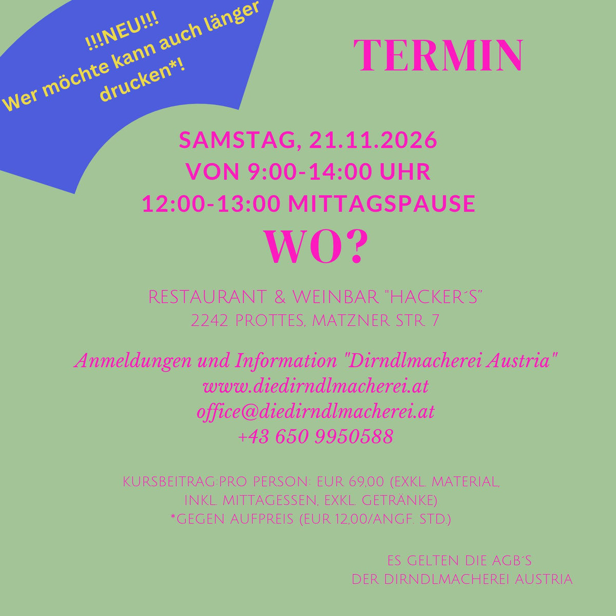 Kreativer Stoffdruckkurs, November 2026 in Prottes