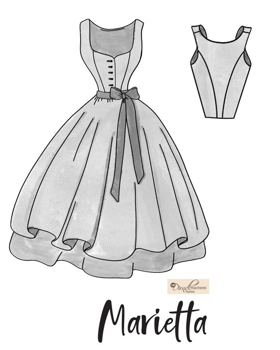 Dirndl Schnittmuster "Marietta", Gr. 38